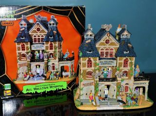 Rare Lemax Spooky Town " All Hallows Hospital " Retired 2010 / See Video