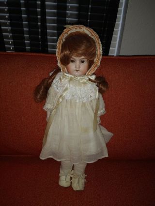 Antique 1800s - 1900s German Bisque Head 14 " Doll Eichorn & Sohn E&s Cloth Body