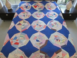 For Restoration Feed Sack Spider Web Quilt; Corpus Christi Corn Meal Backing