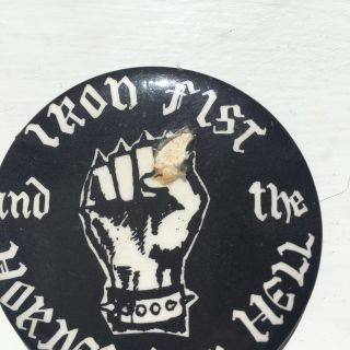 Vtg Og Iron Fist And The Hordes From Hell Rare Motorhead 57mm Pin Badge Lemmy 2
