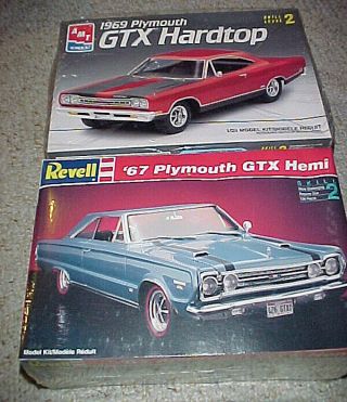 Two Plymouth Gtx Plastic Model Kits In 1/25th Scale,  1967 (revell) & 1969 (amt)