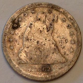 1862 S Seated Liberty Quarter 25 Cents - Rare San Francisco Key Date