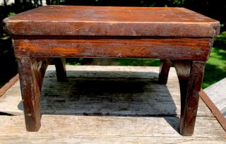 1915 Signed.  Hand Crafted Charming Wood Bench Stool Designers Display Small