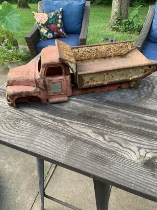 Vintage Rare Buddy L Mack Hydraulic Dump Truck Pressed Steel Bed And Cab Only