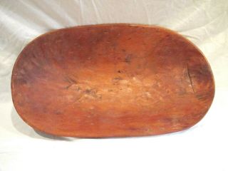 Primitive Antique Hand Hewn Wood Trencher Dough Chopping Bowl 19 " Long Wooden