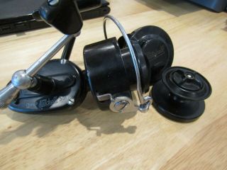 Vintage Garcia Mitchell 301 Lefty Spinning Reel With Extra Spool In Spool Case