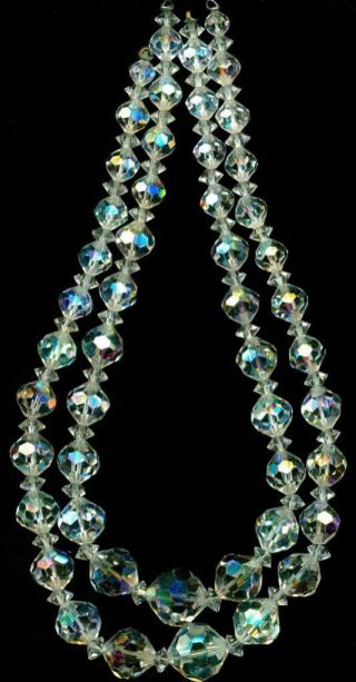 Beads Swarovski Cut Austrian Crystal 2 Vintage Strands Graduated 12 " & 13 "