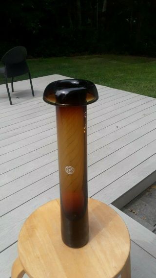 Vintage Greenwich Flint Tom Connally Rare Honey Cylinder Vase Mushroom Top Huge