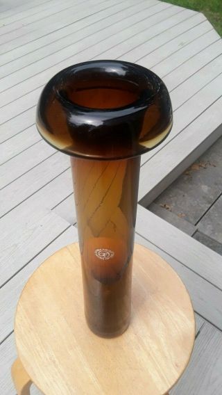 Vintage Greenwich Flint Tom Connally Rare Honey Cylinder Vase Mushroom Top Huge 2