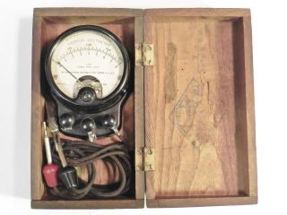 Spectacular 1901 Antique Weston Electrical Inst.  Co.  Voltmeter Custom Wood Box