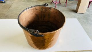 Antique Large Copper Cauldron Apple Butter Pot Kettle Handcrafted Dovetail Rare