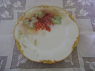 Antique J.  P.  Limoges France 9.  5 " Cabinet Plate Hand Painted Red Currants