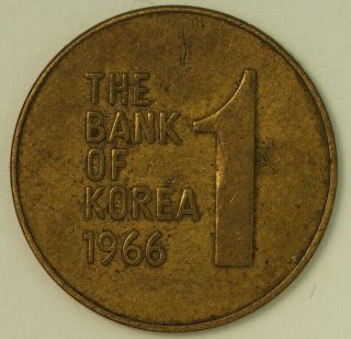 1966 South Korea 1 Won Ef,  Rare Km 4
