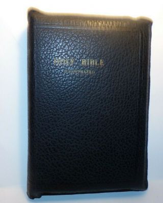 Vintage Kjv Holy Bible Black Leather Cross Zipper World Publishing Illustrated