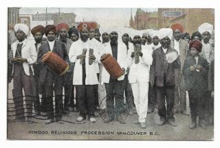 Rare Sikh Nagar Kirtan Postcard Canada 1908