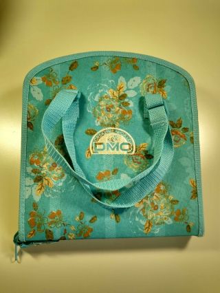 Dmc Stitchbow Blue Floral Floss Organizer Storage Travel Bag Cross Stitch Rare