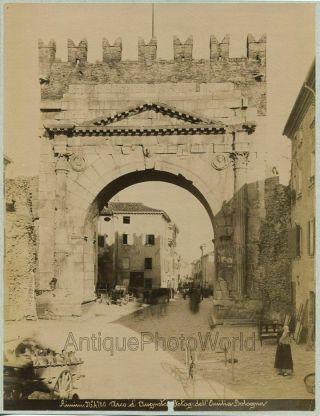 Rimini Italy Arch Of Augustus View Antique Albumen Photo