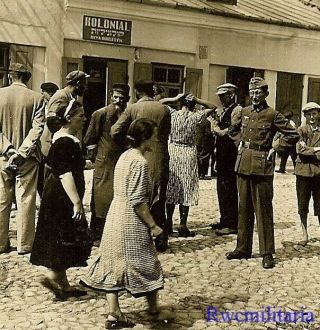 Rare Wehrmacht Soldier By Jews (armbands Worn) In Market; Kossow,  Poland