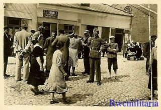 RARE Wehrmacht Soldier by Jews (Armbands Worn) in Market; KOSSOW,  Poland 2