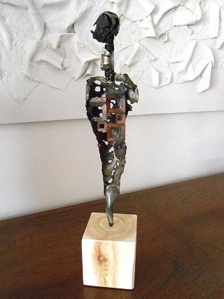 Brutalist Abstract Max Kreg 14” Metal Art Sculpture Mid Century Modern Style
