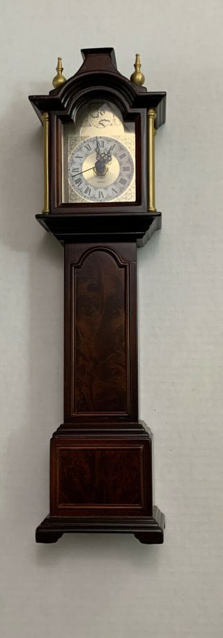 Vintage Bombay Company Miniature Wooden Grandfather Clock 1991 14.  5”tall