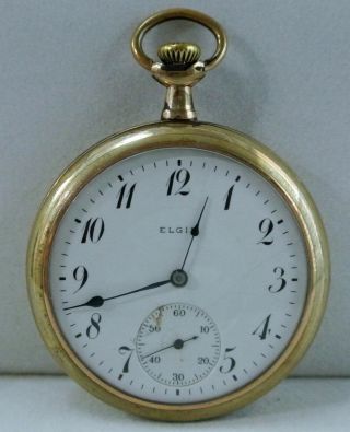 Antique 1914 Elgin Pocket Watch Model 7,  Sz 16s,  17 Jewels Grade 387