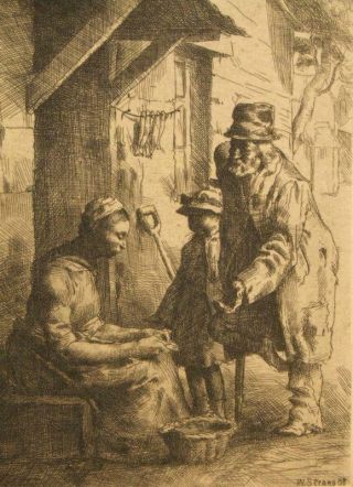 William Strang Signed Etching; The Lame Beggar,  1888