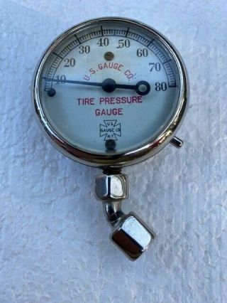 Vintage Antique U.  S.  Gauge Co.  Balloon Tire Pressure Gauge W/ Case - Pat 