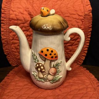 Merry Mushroom Vintage 1970s Coffee Pot Very Rare Sears Roebuck & Co