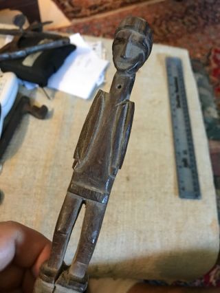 18th Century Carved Folk Art Figure Of Man Possible Child’s Toy ?? 10 Inch