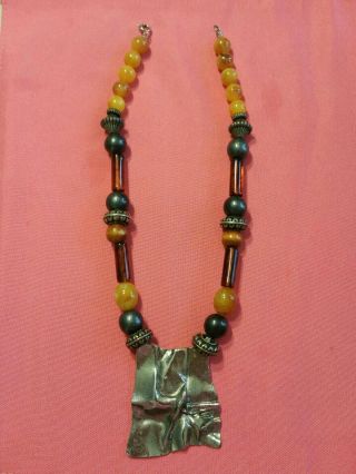 Antique Old Amber Natural Beads & Old Other Beads Necklace Rare.