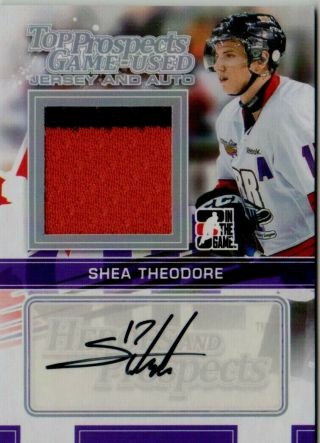 Shea Theodore 2013 - 14 Itg Heroes & Prospects Jersey & Auto/19 Rare Golden Knight