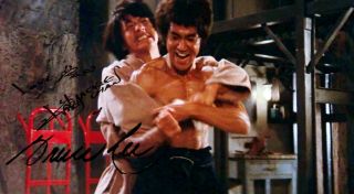 Rare Bruce Lee Jackie Chan Canvas Print Autograph Signed Kung Fu Martial Arts