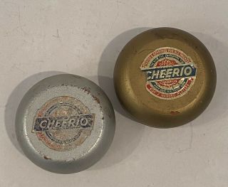 Antique Vintage Silver And Gold Cheerio Champion Wooden Yoyos No Strings