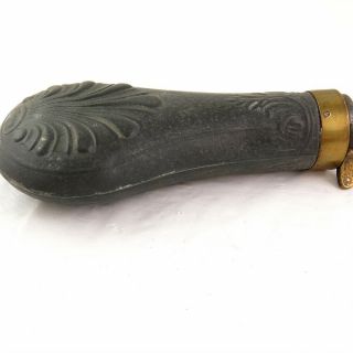 Antique Shell Design Metal & Brass Pistol Size Powder Flask 3