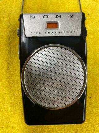 19601 Rare Sony Tr - 510 Pocket Radio 5 Transistors W/ Orig.  Leather Case