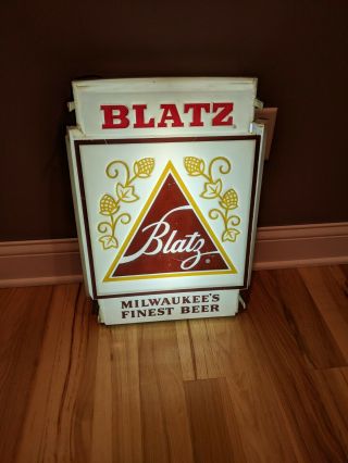 Vintage Blatz Beer Lighted Bar Window Sign Advertisement Rare 20x14