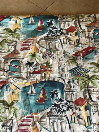 Pottery Barn Outlet Antibes Shower Curtain Palm Trees Sailboats Rare Find