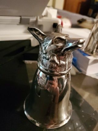 Silver Plate Electroplate Vintage Victorian Antique Fox Head Stirrup Cup A