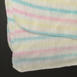 CANNON MILLS Fleece Acrylic Baby Blanket Pastel Stripe Open Thermal Weave FLAW 3