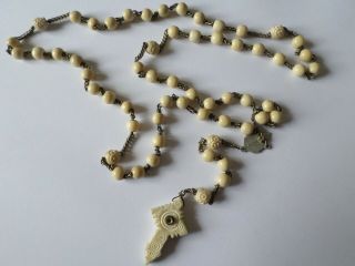 Antique Victorian Or Edwardian Bovine Stanhope Viewer Rosary Beads