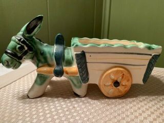 Vintage Occupied Japan Donkey With Wagon Planter
