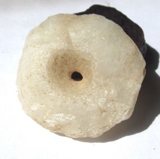 Rare Large Ancient Crystal Rock Quartz Mali Disk Bead 15mm X 41mm