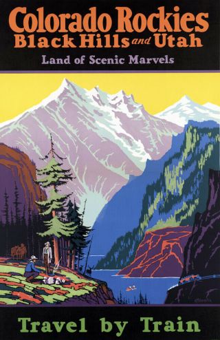 Rockies,  Black Hills & Utah Vintage Travel Poster Art Print 11 " X 17 " Reprint