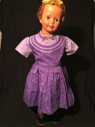 Vintage Dress For Ideal Patti Playpal Fits 35” Doll Purple School Dress