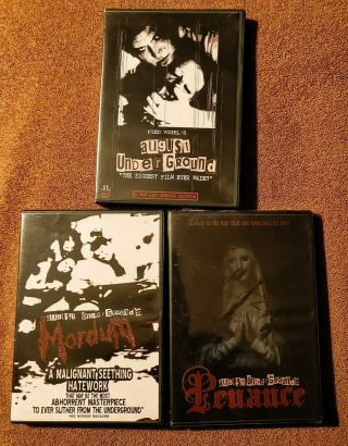 August Underground Trilogy (all 3 Dvds,  Penance Still Rare Htf Oop)