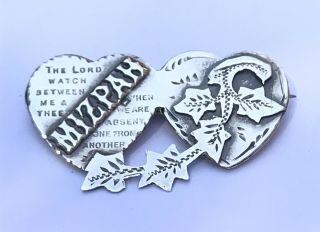 Antique 1914 Ww1 Solid Silver Mizpah Sweetheart Brooch Badge Pin