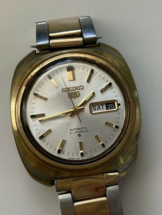 Vintage Seiko 5 21 Jewels Automatic Watch Water Resistant Japan - Runs