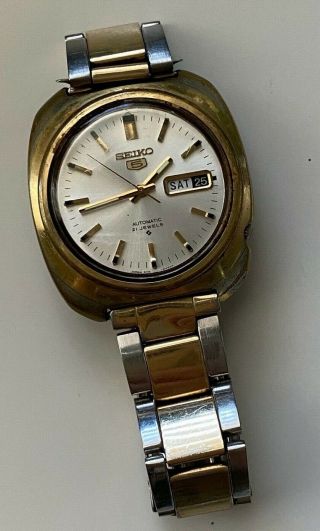 Vintage Seiko 5 21 Jewels Automatic Watch Water Resistant Japan - Runs 2