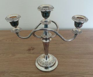 Vintage Ianthe 3 Candle Silver Plate Candelabra - 25.  5cm (10 ") Tall